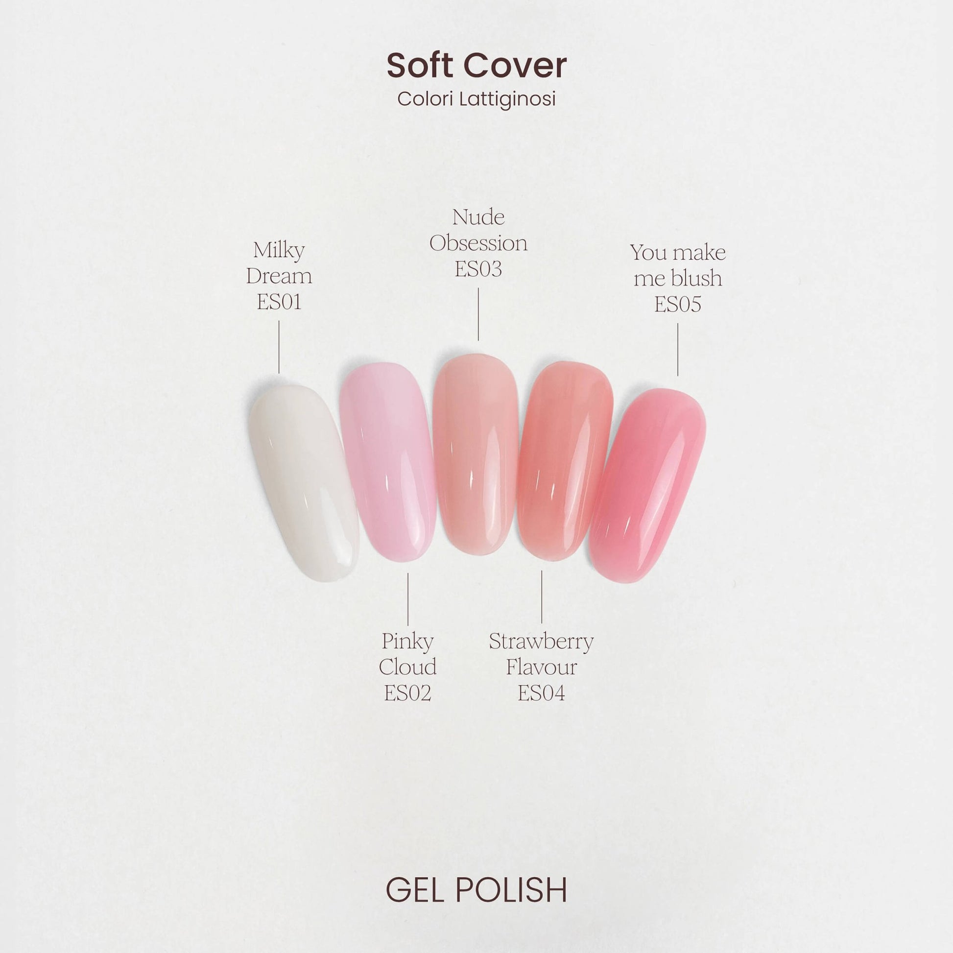 Gel Polish Soft Cover Cactus For You - Smalti semipermanenti lattiginosi, tonalità nude e rosa naturali