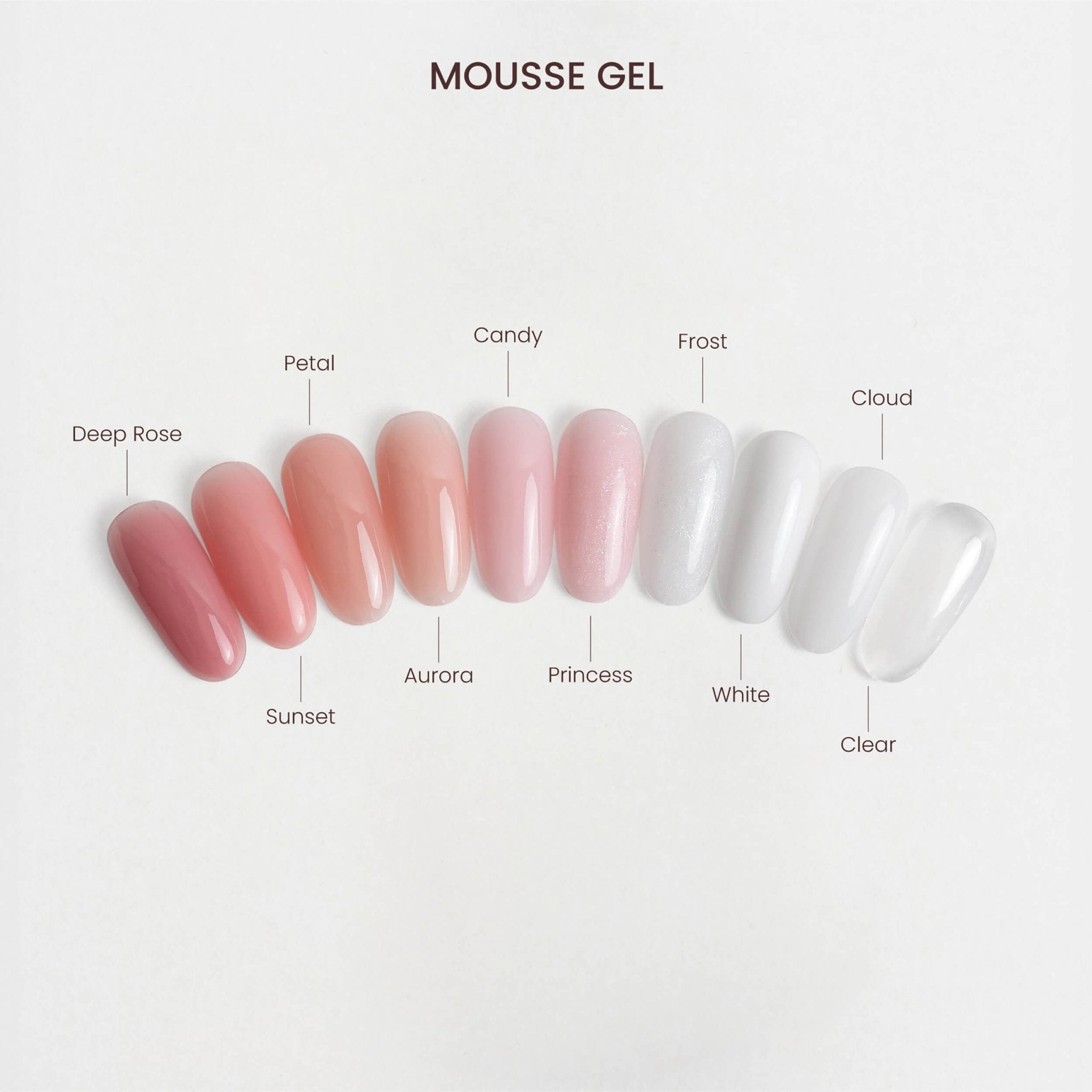 Palette colori Mousse Gel Cactus For You: tonalità rosa, bianco e trasparente per unghie