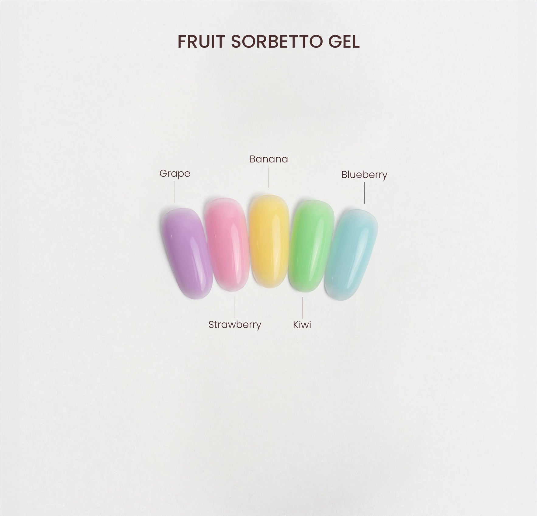 colorazioni della collezione Fruit Sorbetto Gel estivi per ricostruzione e copertura delle unghie