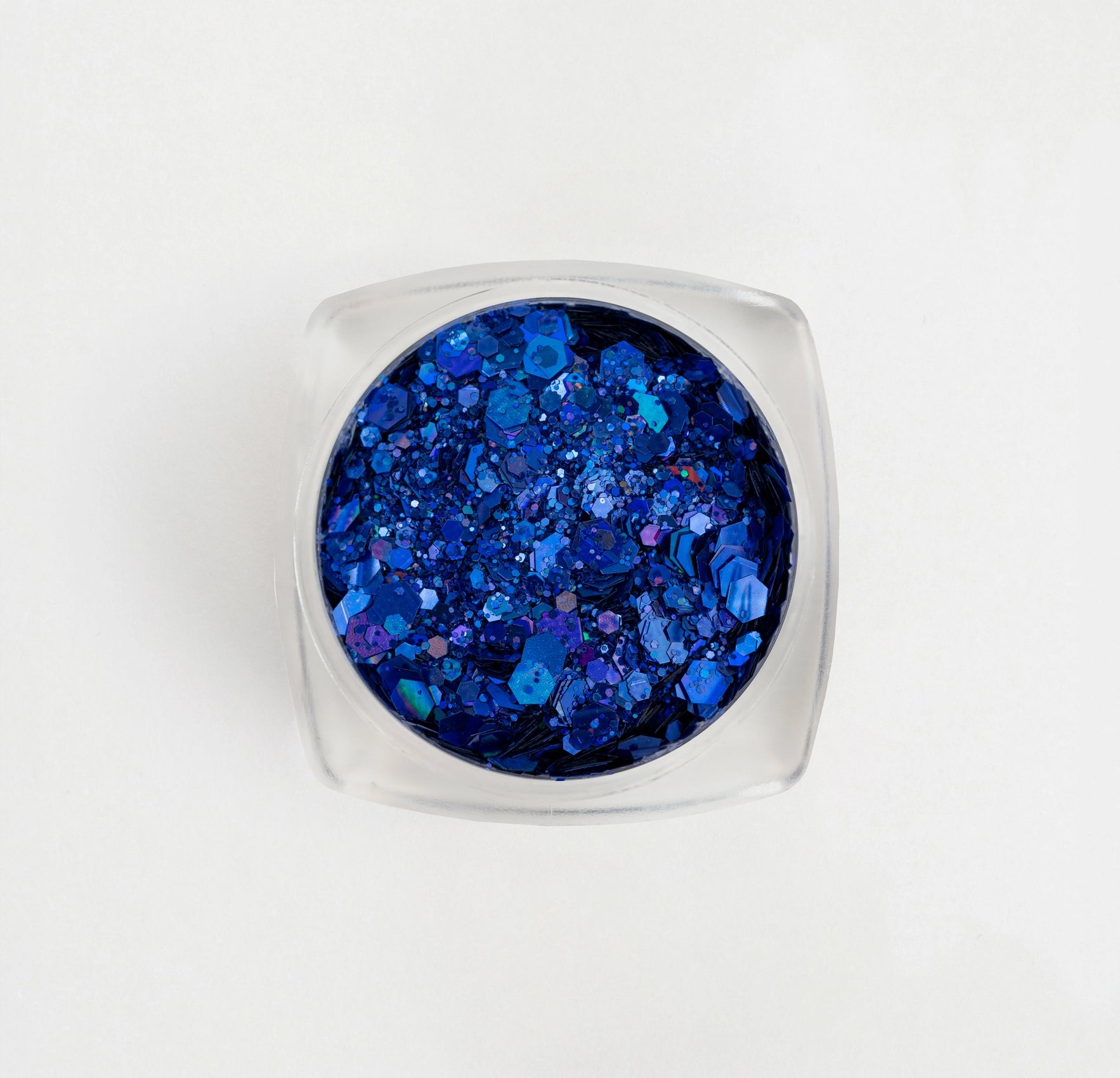 Glitter Blu per nail art in contenitore trasparente