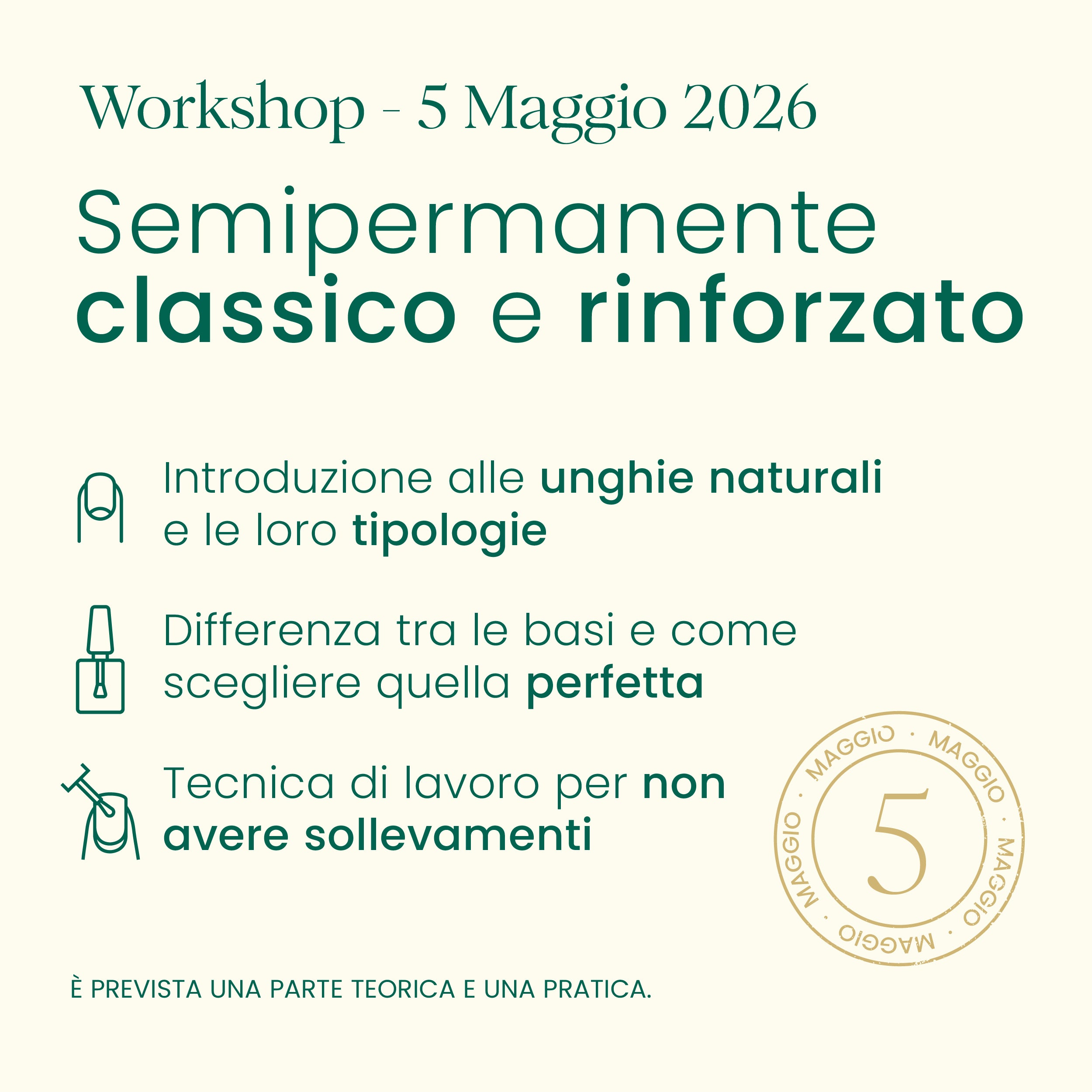 Workshop - 5 Maggio (dalle 9 alle 16) - Semipermanente classico e rinforzato