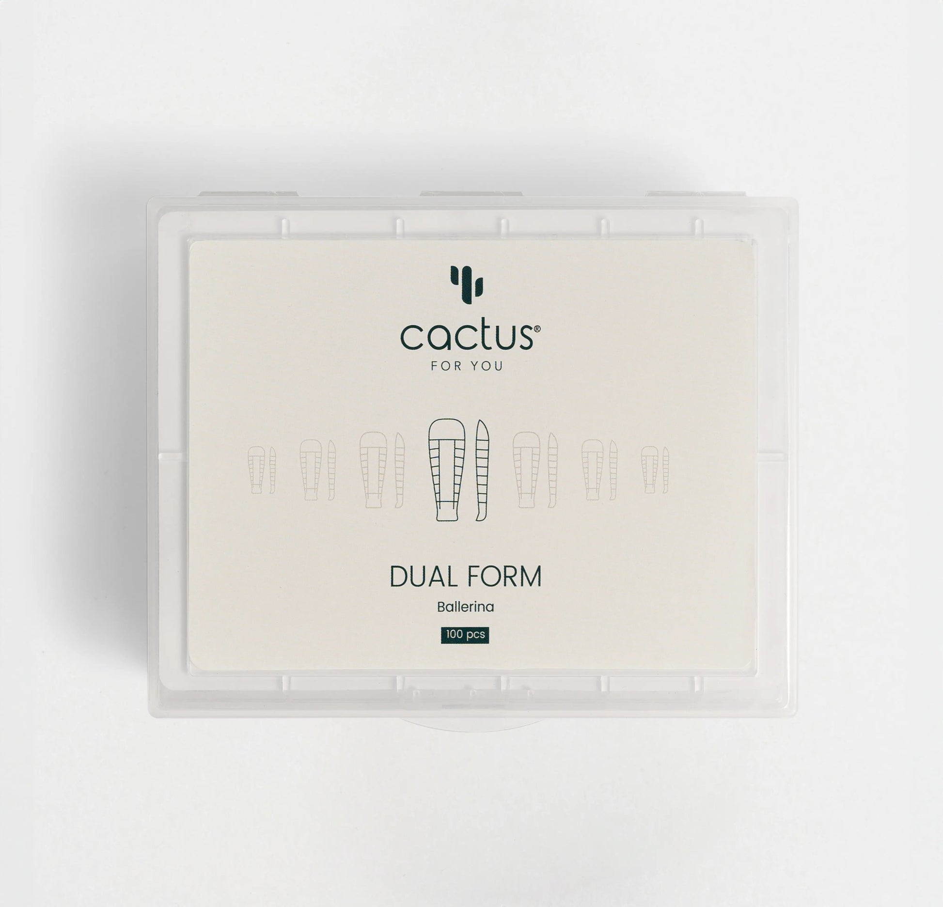 Confezione delle Dual Form Ballerina Naturale di Cactus, con le opzioni di forma delle unghie.