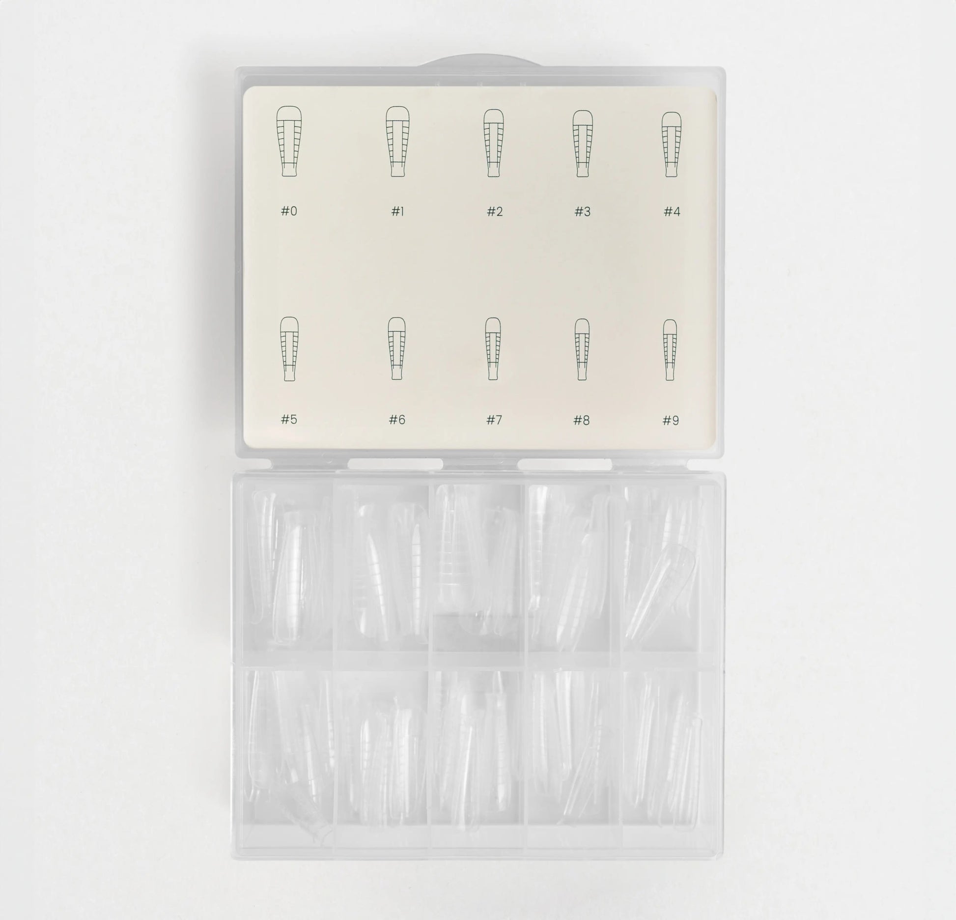 Scatola aperta delle Dual Form Ballerina Naturale, con vari scomparti per le diverse misure.