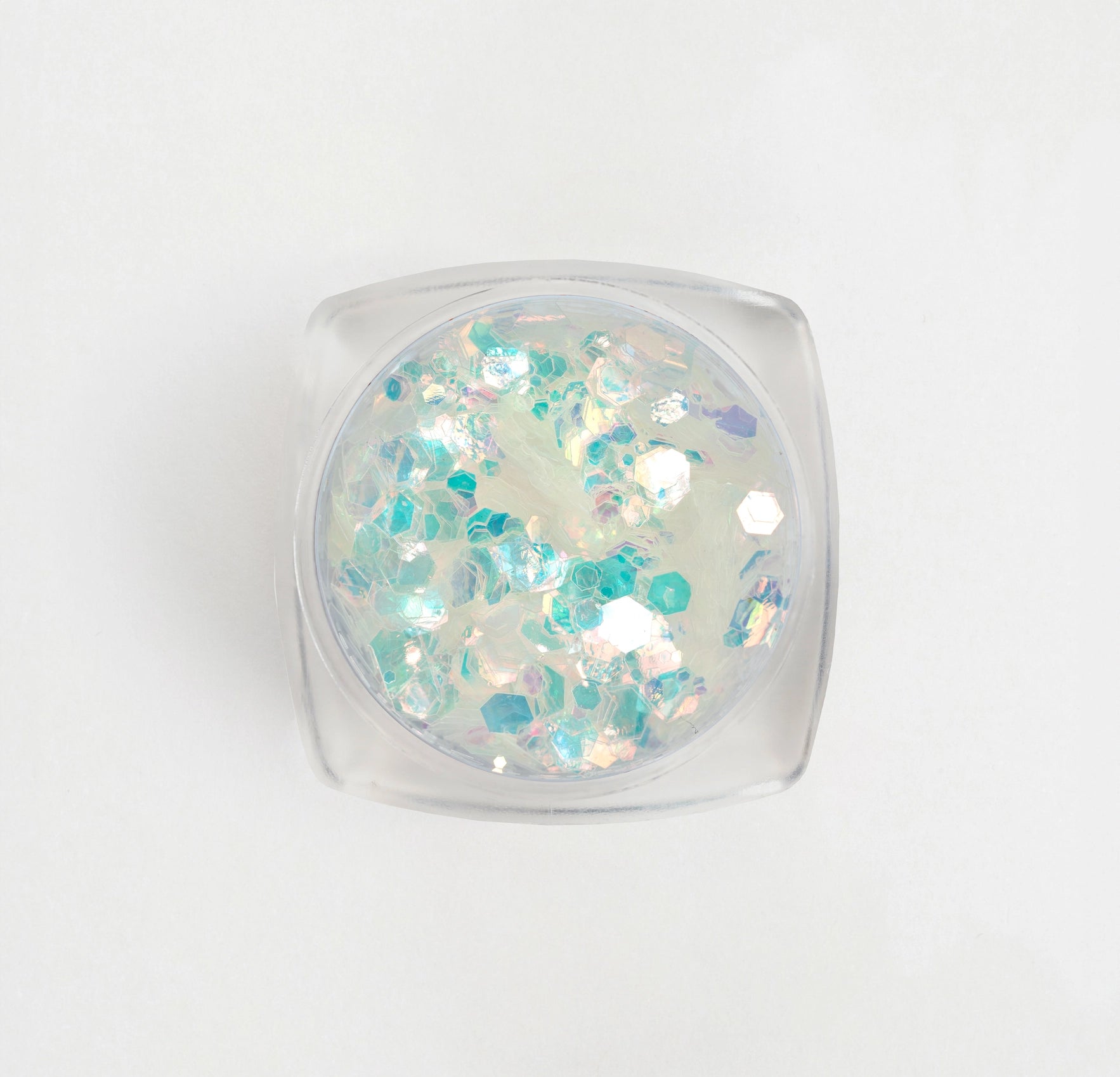 Glitter Ghiaccio per nail art in contenitore trasparente