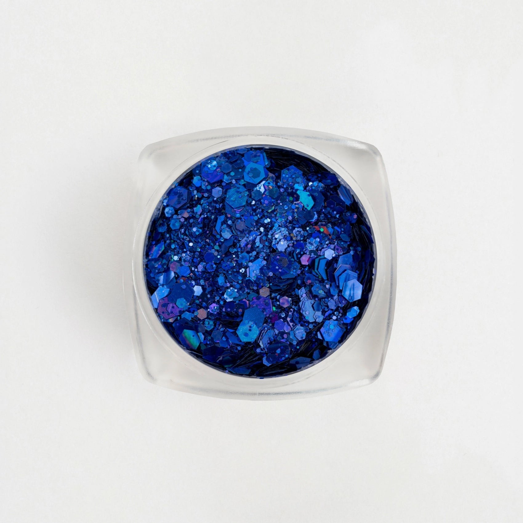 Glitter Blu per nail art in contenitore trasparente