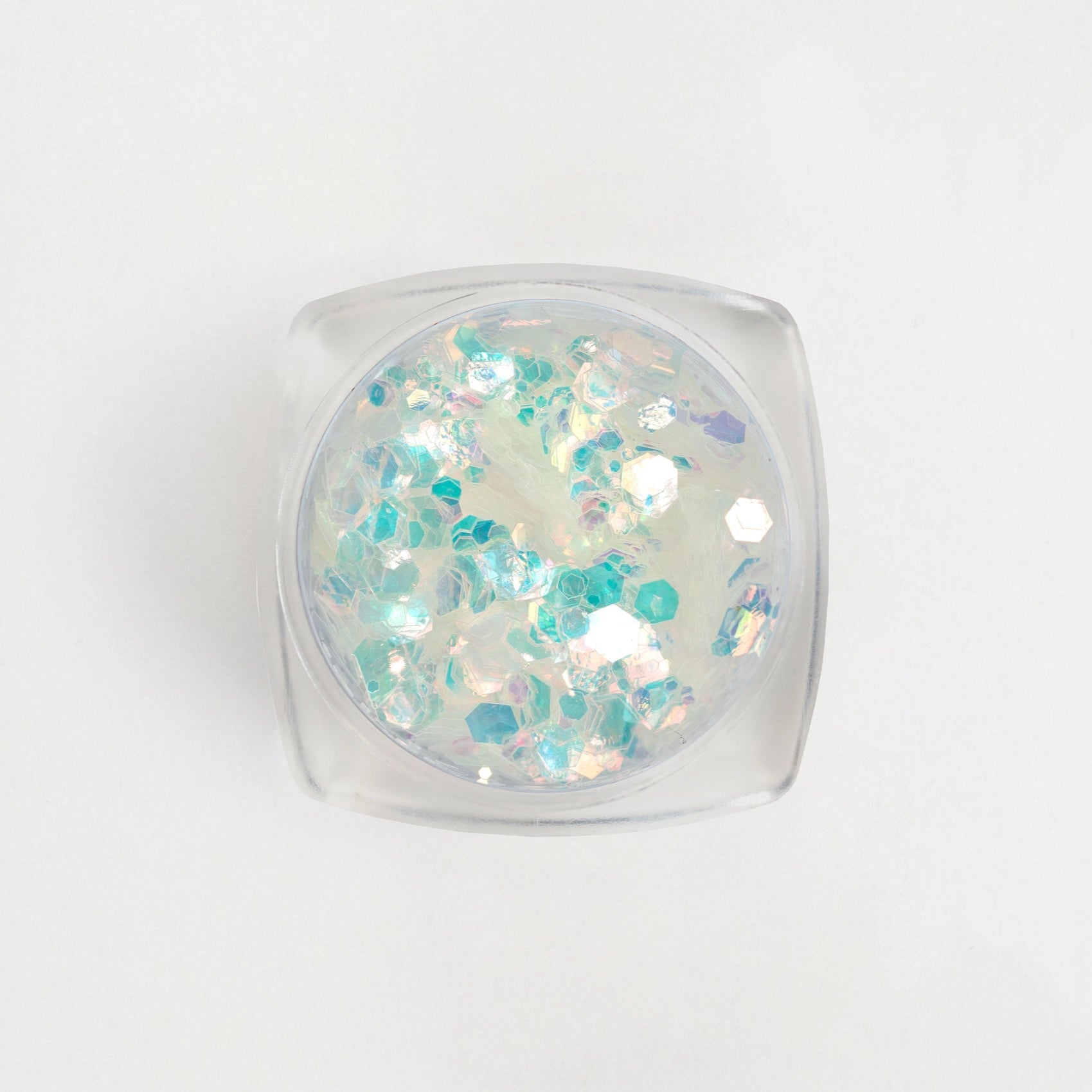 Glitter Ghiaccio per nail art in contenitore trasparente