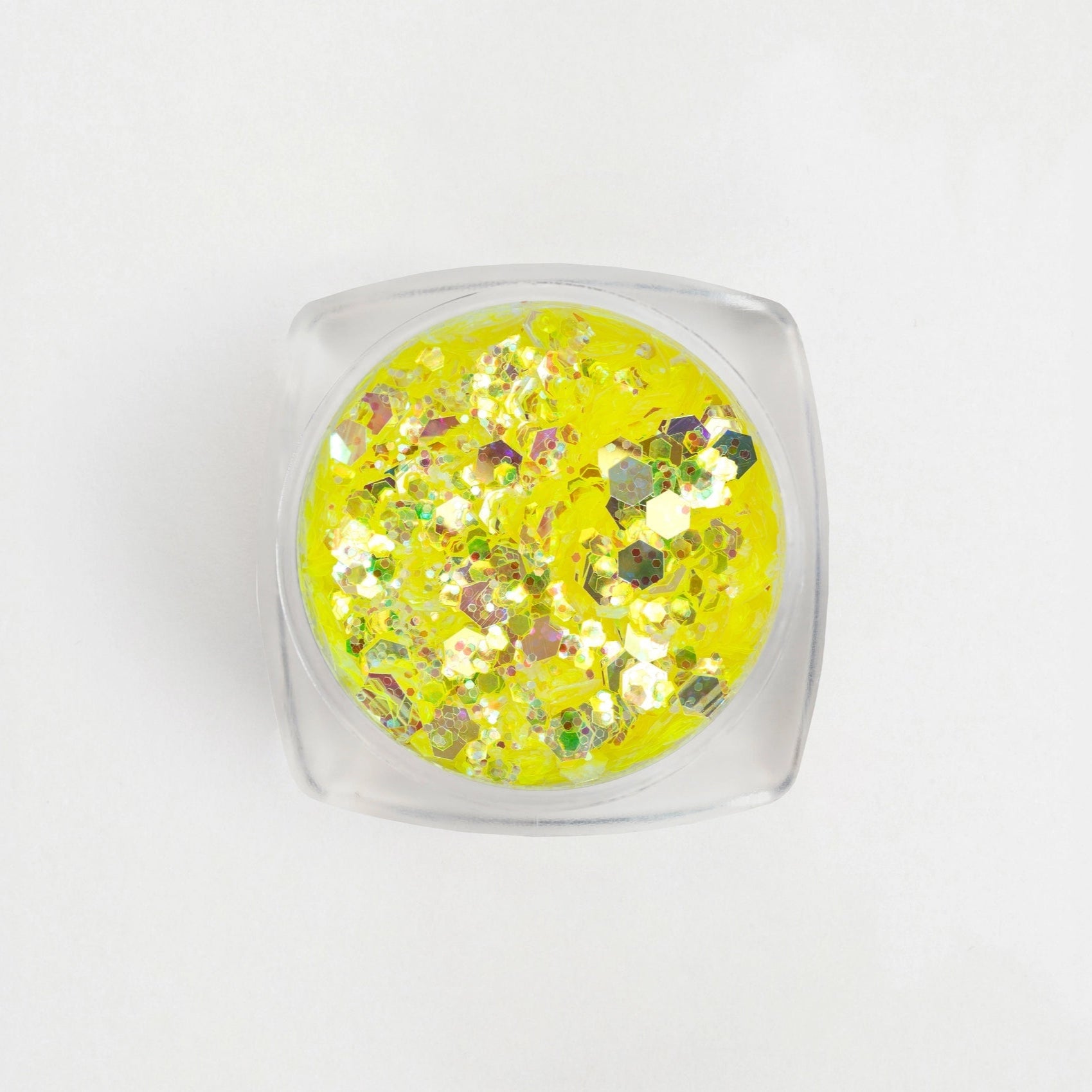 Glitter Giallo per nail art in contenitore trasparente
