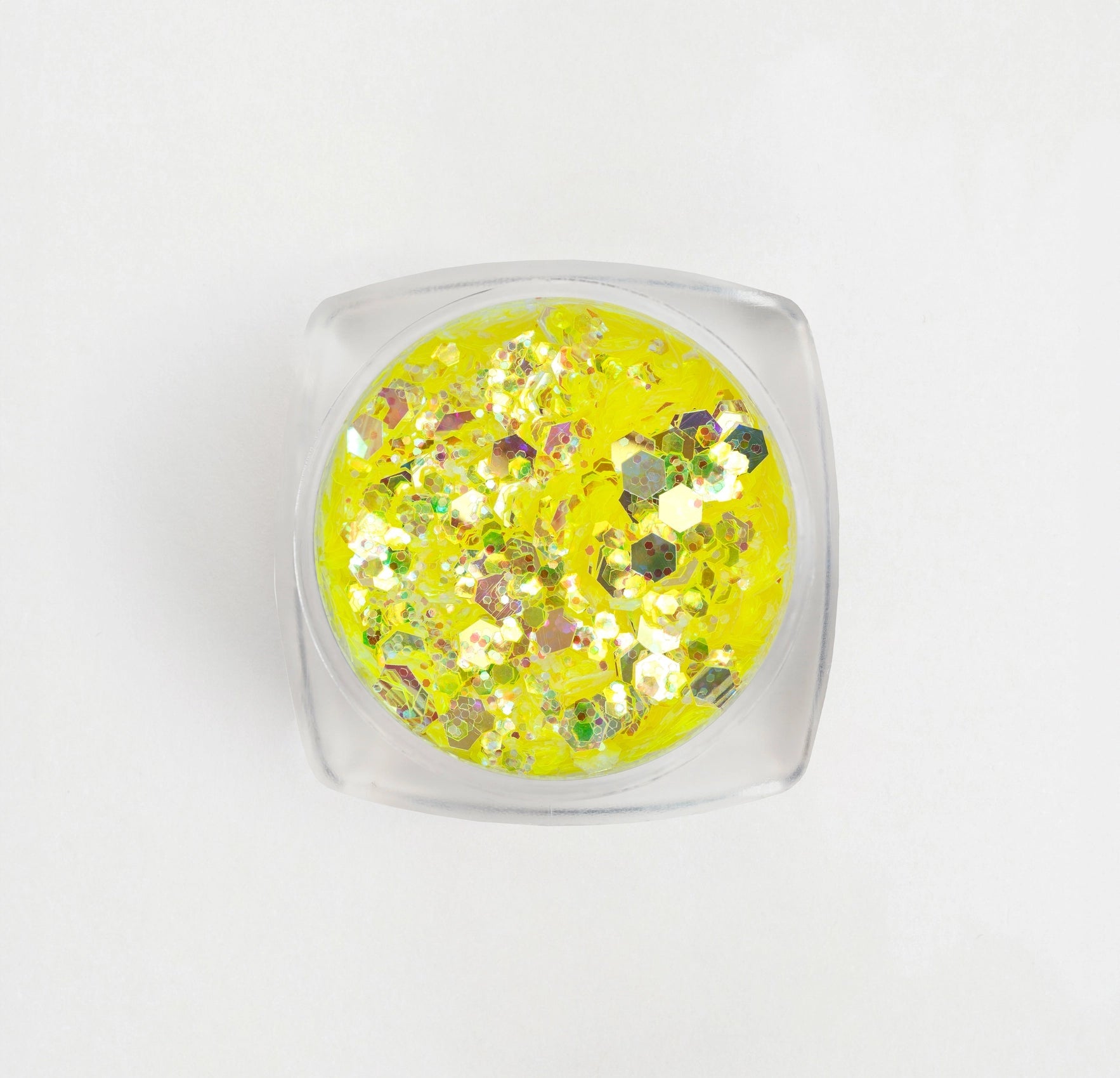Glitter Giallo per nail art in contenitore trasparente