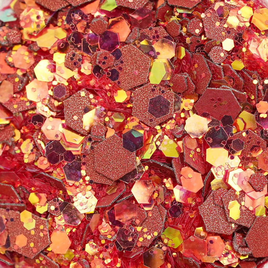 Glitter rosso iridescente per nail art, decorazioni unghie effetto brillante - Cactus For You