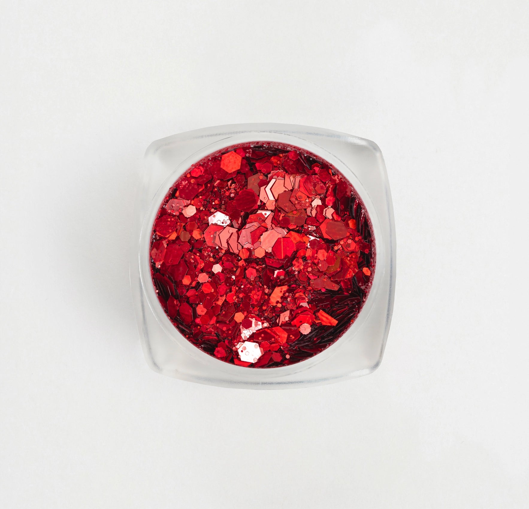 Glitter Rosso per nail art in contenitore trasparente