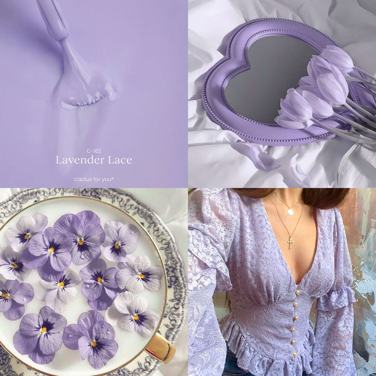 Lavender Lace: un collage lilla e floreale che sprigiona eleganza delicata e sognante, tipica dello stile Coquette.