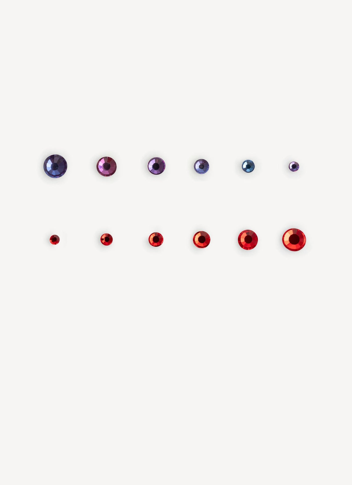 Strass blu cangiante e rosso